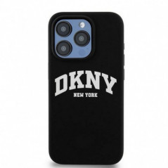 Apple iPhone 15 Pro Coque DKNY Silicone White Arch Logo MagSAFE  Noir