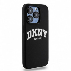 Apple iPhone 15 Pro Coque DKNY Silicone White Arch Logo MagSAFE  Noir