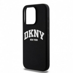 Apple iPhone 15 Pro Coque DKNY Silicone White Arch Logo MagSAFE  Noir