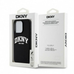 Apple iPhone 15 Pro Coque DKNY Silicone White Arch Logo MagSAFE  Noir
