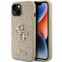 Apple iPhone 15 Coque Guess Fixed Glitter Big 4G Or
