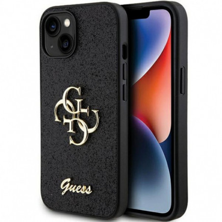 Apple iPhone 15 Coque Guess Fixed Glitter Big 4G Noir