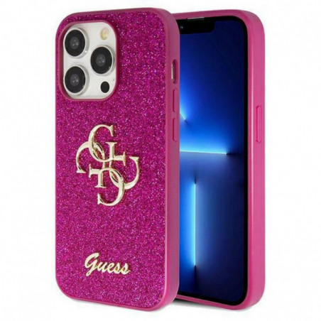 Apple iPhone 15 Pro Coque Guess Fixed Glitter Big 4G Violet (Purple)