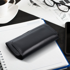 Apple iPhone 14 Etui universel, Étuis horizontaux, Étui de ceinture ROYAL Crazy Horse Noir 