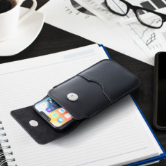 XIAOMI Redmi Note 10 Etui universel, Étui de ceinture ROYAL - Leather universal flap pocket Noir