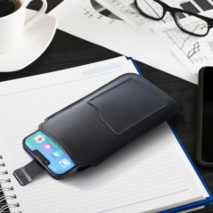 Apple iPhone 13 Etui universel, Étui de ceinture ROYAL - Leather universal flap pocket Noir