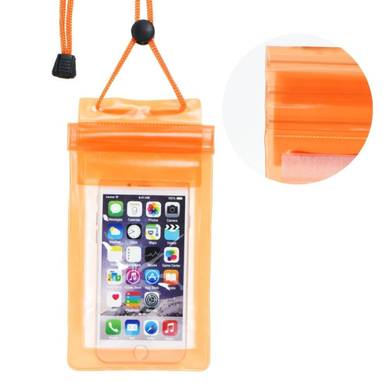 Sac étanche pour téléphone avec fermeture éclair – orange