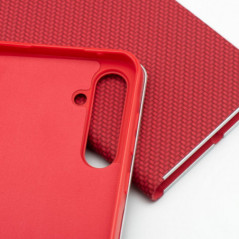 Samsung Galaxy S23 5G Portefeuilles LUNA Book Carbon Fibre de carbone, Élégant  Rouge