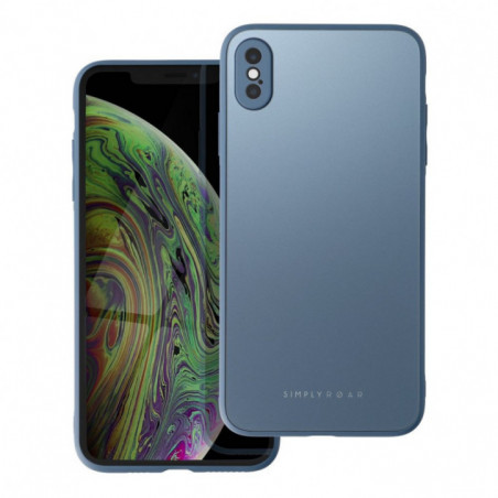 Apple iPhone XS Max Coque Roar Matte Glass Élégant Bleu