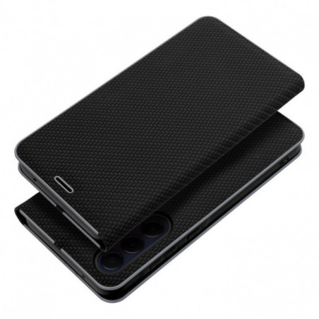 Samsung Galaxy A16 Portefeuilles LUNA Book Carbon Fibre de carbone, Élégant Noir