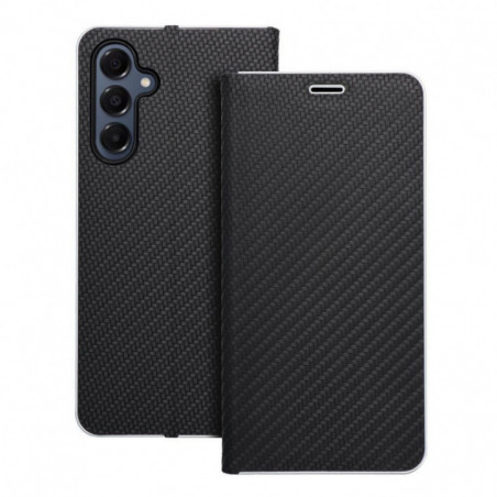 Samsung Galaxy A16 Portefeuilles LUNA Book Carbon Fibre de carbone, Élégant Noir