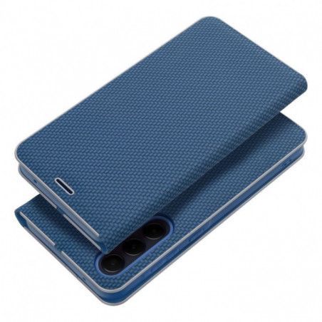 Samsung Galaxy A16 Portefeuilles LUNA Book Carbon Fibre de carbone, Élégant Bleu
