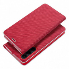 Samsung Galaxy A16 Portefeuilles LUNA Book Carbon Fibre de carbone, Élégant Rouge