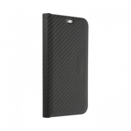 Apple iPhone 16 Plus Portefeuilles LUNA Book Carbon Fibre de carbone, Élégant  Noir