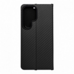 Samsung Galaxy S25 Ultra Portefeuilles LUNA Book Carbon Fibre de carbone, Élégant  Noir