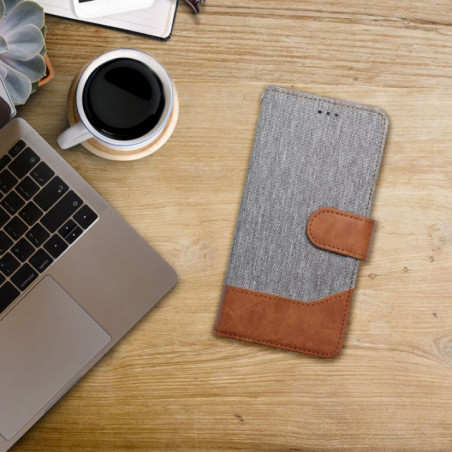 Apple iPhone 16 Pro Portefeuilles JEANS Élégant  Gris