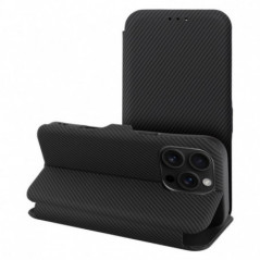Apple iPhone 16 Pro Max Portefeuilles FOLIO Side Magnet Élégant, Modèle de carbone  Noir
