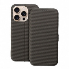 Apple iPhone 16 Pro Portefeuilles FOLIO Side Magnet Élégant, Modèle de carbone  Brun