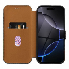 Apple iPhone 14 Pro Max Portefeuilles FOLIO Side Magnet Élégant, Modèle de carbone  Brun