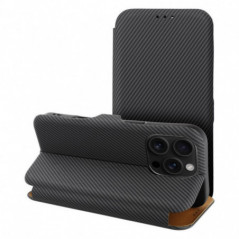 Apple iPhone 16 Pro Portefeuilles FOLIO Side Magnet Élégant, Modèle de carbone  Gris