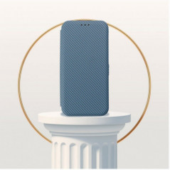 Samsung Galaxy S25 Plus Portefeuilles FOLIO Side Magnet Élégant, Modèle de carbone  Bleu