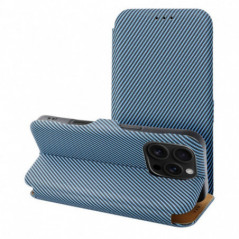 Apple iPhone 14 Pro Max Portefeuilles FOLIO Side Magnet Élégant, Modèle de carbone  Bleu