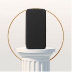 Samsung Galaxy A15 5G Portefeuilles FOLIO Side Magnet Élégant, Modèle de carbone  Noir