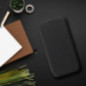 Samsung Galaxy S24 FE Portefeuilles FOLIO Side Magnet Élégant, Modèle de carbone  Noir