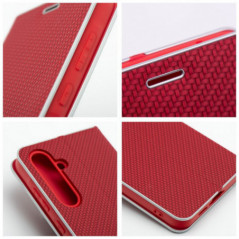 Samsung Galaxy S20 FE 5G 2022 Portefeuilles LUNA Book Carbon Fibre de carbone, Élégant  Rouge