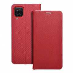 Samsung Galaxy A12 Portefeuilles LUNA Book Carbon Fibre de carbone, Élégant  Rouge