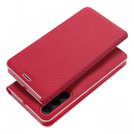 XIAOMI Redmi Note 14 Pro 4G Portefeuilles LUNA Book Carbon Fibre de carbone, Élégant Rouge