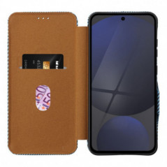 Motorola Moto G35 Portefeuilles FOLIO Side Magnet Élégant, Modèle de carbone  Bleu
