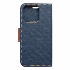 Apple iPhone 16 Pro Portefeuilles Canvas Book Bleu marine
