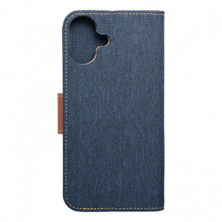 Apple iPhone 16 Plus Portefeuilles Canvas Book Bleu marine