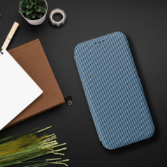 Motorola Moto G55 Portefeuilles FOLIO Side Magnet Élégant, Modèle de carbone  Bleu