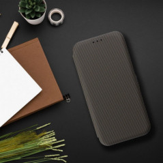 Motorola Moto G75 Portefeuilles FOLIO Side Magnet Élégant, Modèle de carbone  Brun