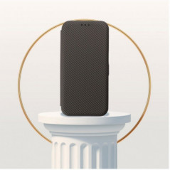 Motorola Moto G75 Portefeuilles FOLIO Side Magnet Élégant, Modèle de carbone  Brun